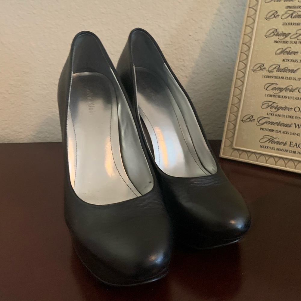 Leather Black High Heels, casual.